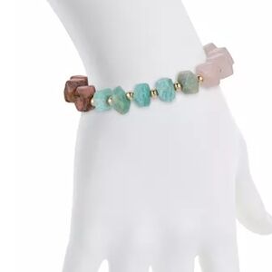Rose Quartz Amazonite Rhodonite Stone Bracelet Promote Love, Harmony & Emotions